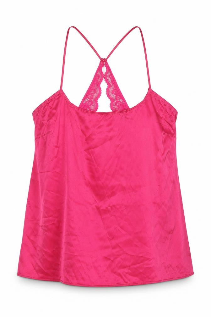 Marks & Spencer Womens Pink Solid Polyester Cami Pyjama Top Size M