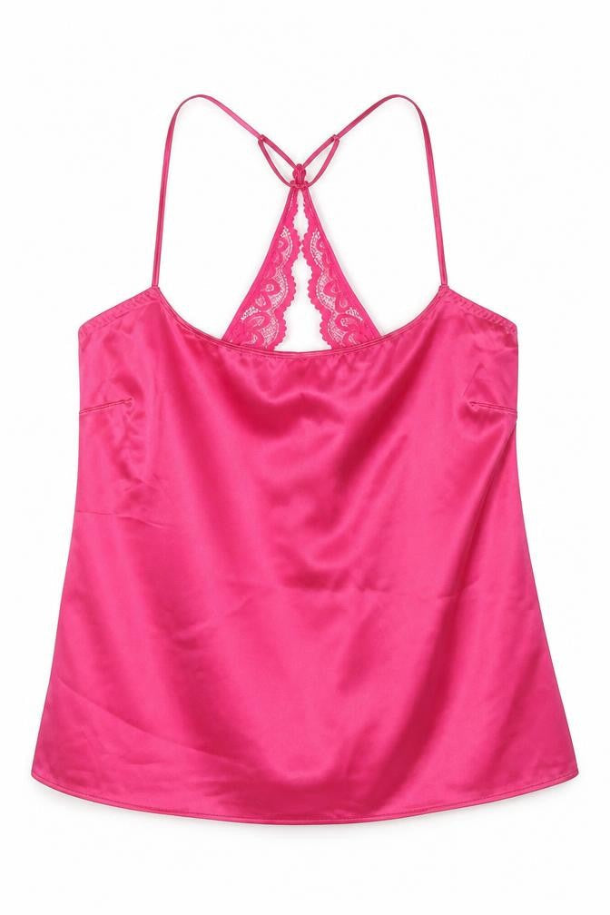 Marks & Spencer Womens Pink Solid Polyester Cami Pyjama Top Size L