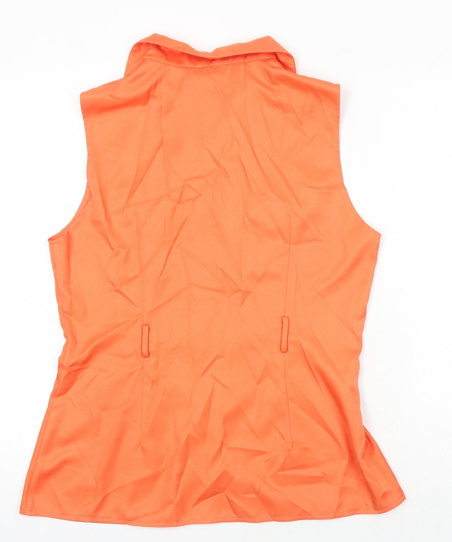 PRETTYLITTLETHING Womens Orange Polyester Tunic Button-Up Size 14 Collared