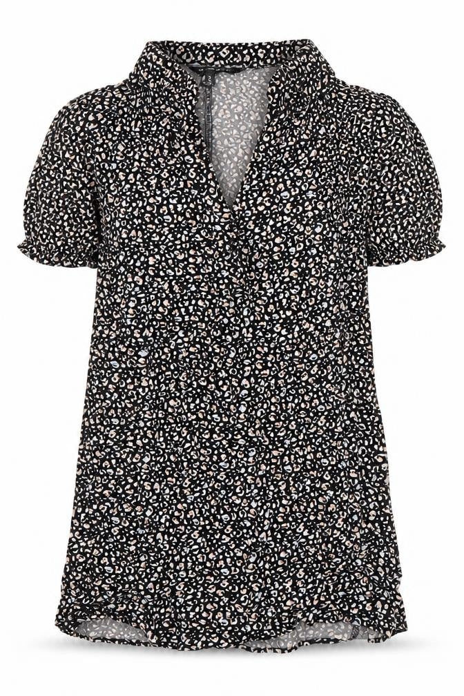 New Look Womens Orange Floral Viscose Tunic Blouse Size 6 Collared