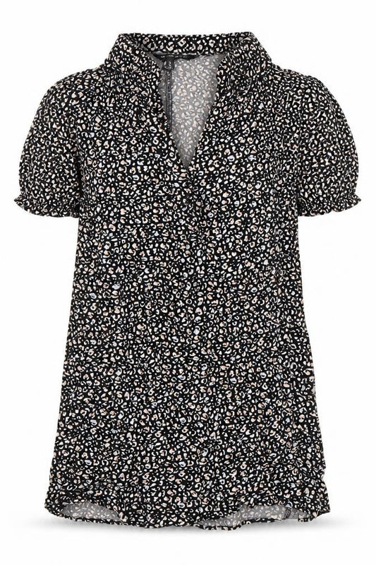 New Look Womens Orange Floral Viscose Tunic Blouse Size 6 Collared