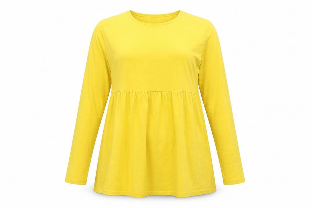 Boohoo Womens Yellow Cotton Tunic T-Shirt Size 12 Boat Neck