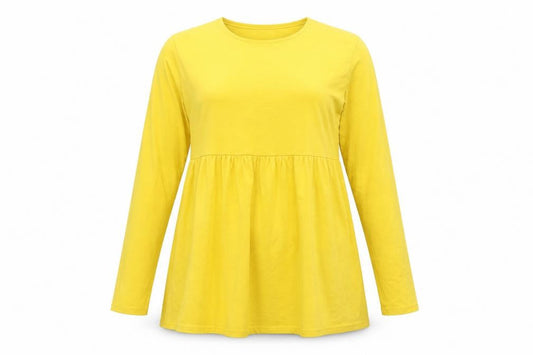 Boohoo Womens Yellow Cotton Tunic T-Shirt Size 12 Boat Neck
