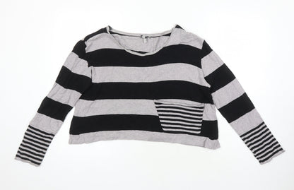 Next Womens Multicoloured Boat Neck Striped 100% Cotton Pullover Jumper Size 12