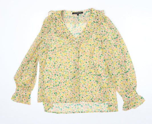 French Connection Womens Multicoloured Fair Isle Polycarbamide Tunic Blouse Size L V-Neck