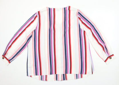 Bonmarché Womens Multicoloured Striped Polyester Tunic Blouse Size 22 V-Neck