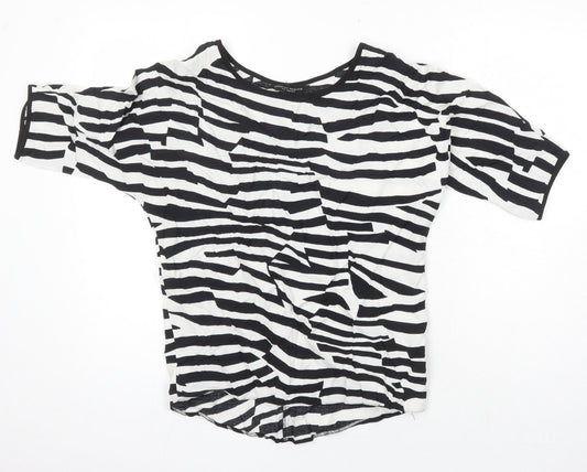 Dorothy Perkins Womens Multicoloured Animal Print Viscose Tunic Blouse Size 6 Boat Neck