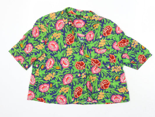 River Island Womens Multicoloured Floral Viscose Tunic Blouse Size 12 Collared