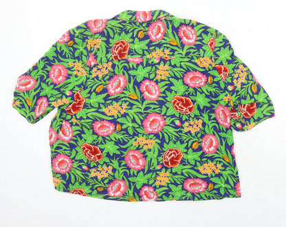 River Island Womens Multicoloured Floral Viscose Tunic Blouse Size 12 Collared