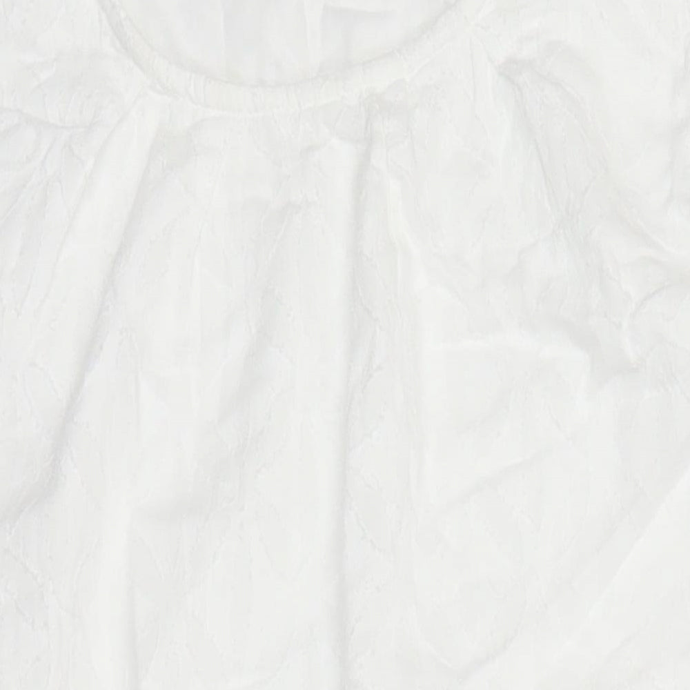 Adini Womens White 100% Cotton Shift Size M Scoop Neck