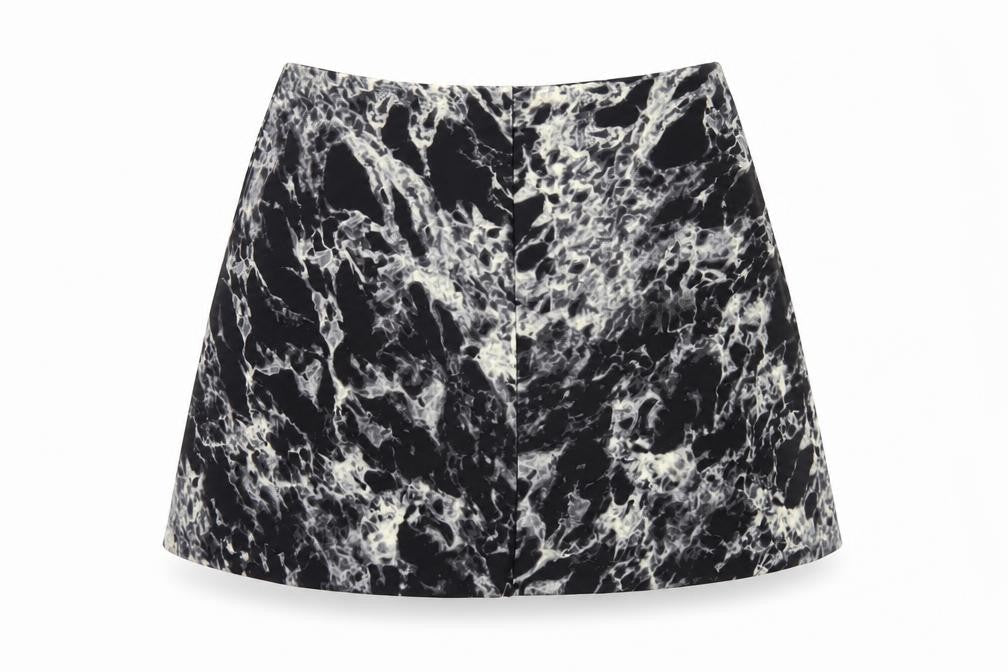 Marks & Spencer Womens Black Geometric Polyester Skater Skirt Size 14 Zip - Tie Dye