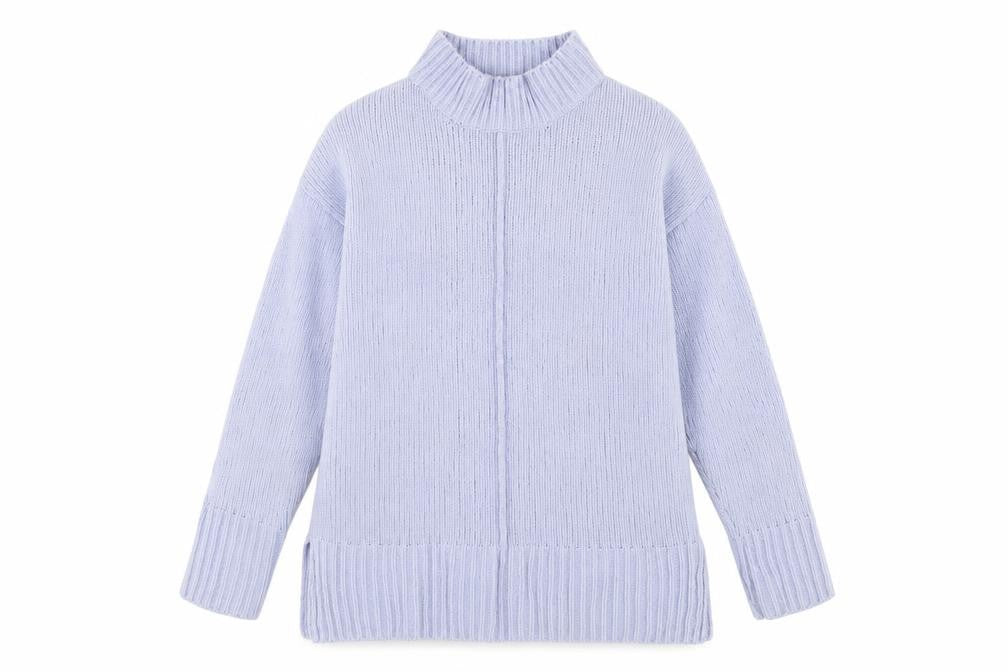 Marks & Spencer Womens Blue Mock Neck Polyester Pullover Jumper Size M