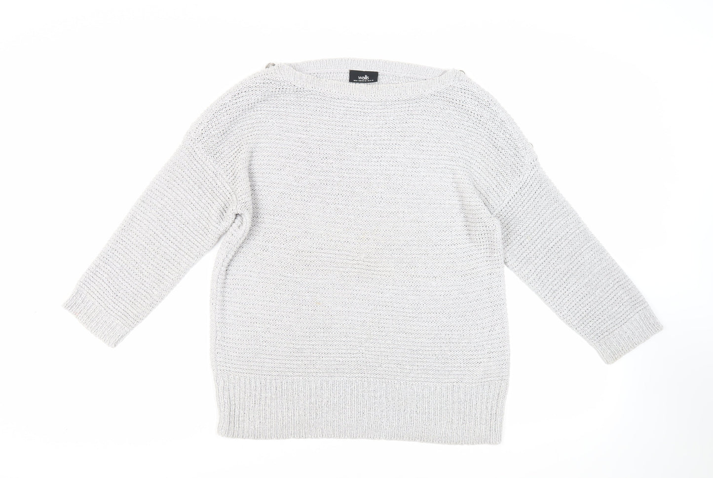 Wallis Womens Grey Boat Neck Acrylic Pullover Jumper Size M