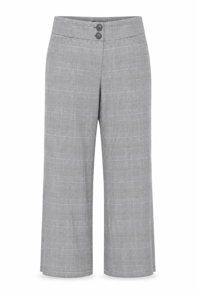 NEXT Womens Grey Plaid Polyester Trousers Size 8 L26 in Regular Zip - Short Length
