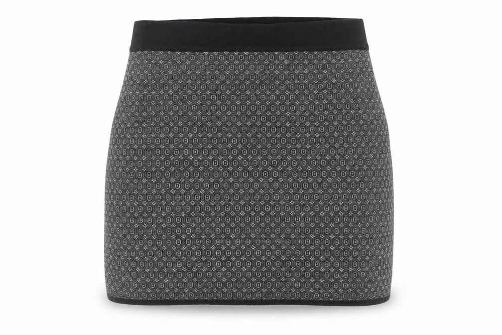 Kenar Womens Grey Geometric Acrylic Mini Skirt Size L - Elasticated Waist