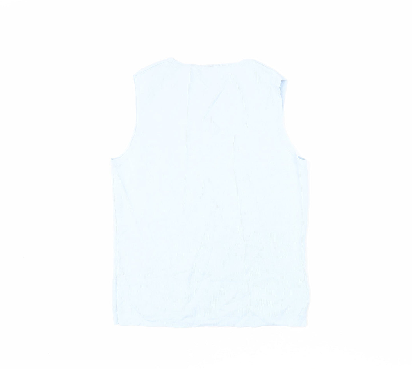 AMARANTO Womens Blue Viscose Basic Blouse Size 14 Crew Neck