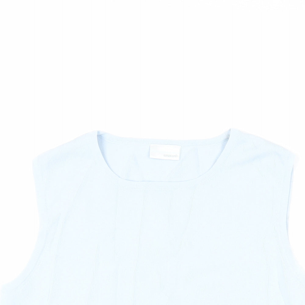 AMARANTO Womens Blue Viscose Basic Blouse Size 14 Crew Neck