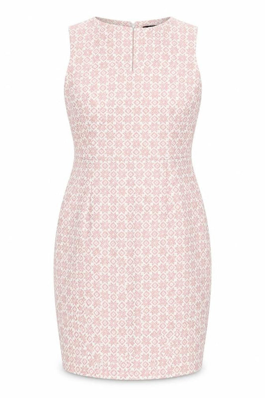 Collection London Womens Pink Geometric Polyester Pencil Dress Size 14 V-Neck Zip