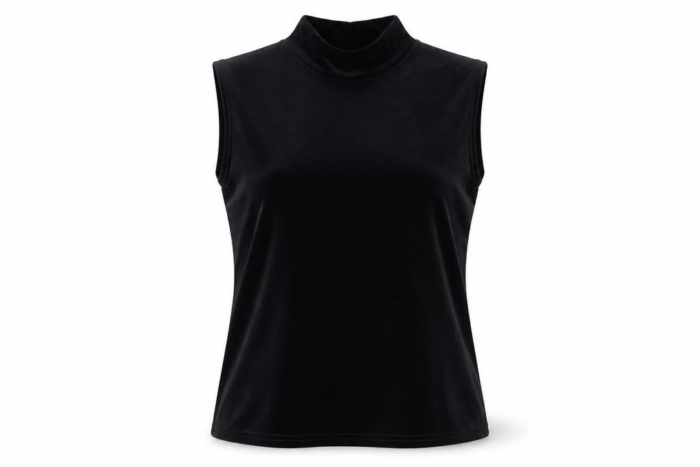 Classic Womens Black Polyester Basic Blouse Size 16 Mock Neck