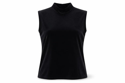 Classics Womens Black Polyester Basic Blouse Size 16 Mock Neck