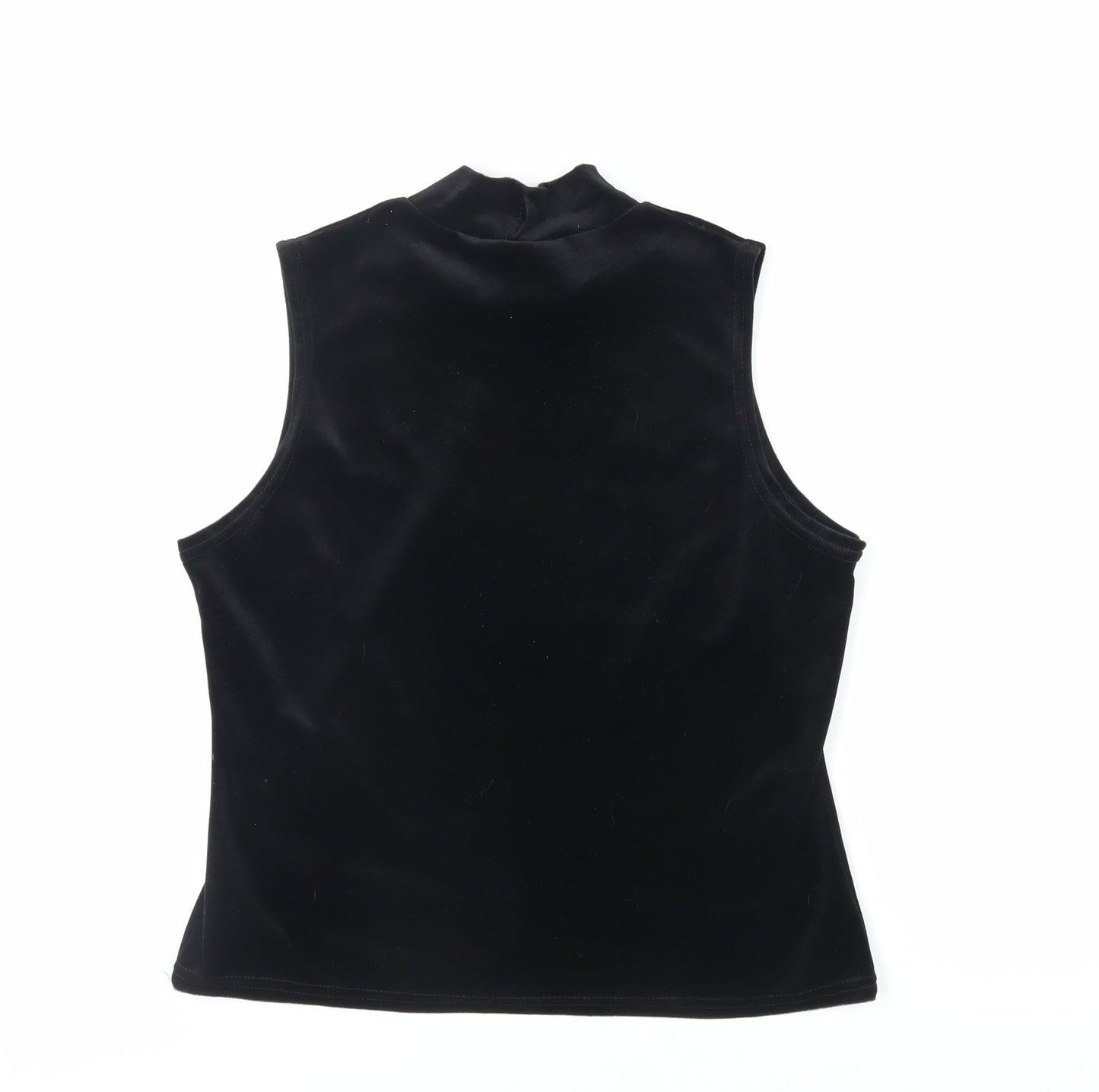 Classic Womens Black Polyester Basic Blouse Size 16 Mock Neck