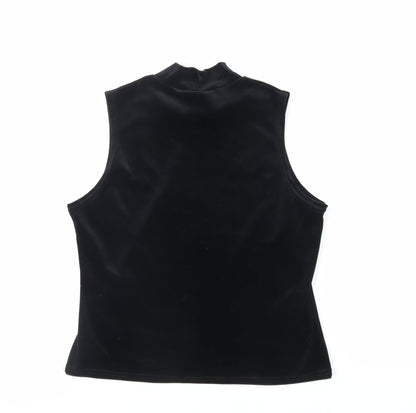 Classics Womens Black Polyester Basic Blouse Size 16 Mock Neck