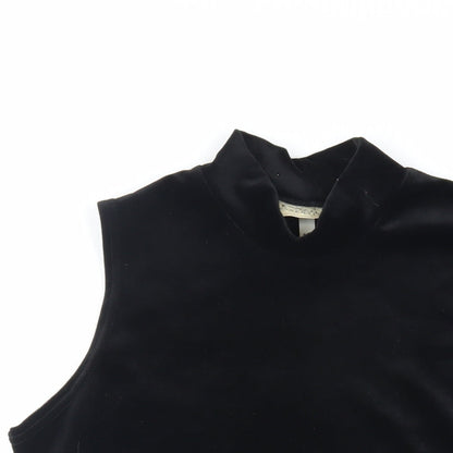 Classics Womens Black Polyester Basic Blouse Size 16 Mock Neck