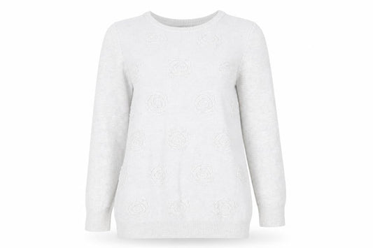Dorothy Perkins Womens Grey Round Neck Floral Viscose Pullover Jumper Size 10