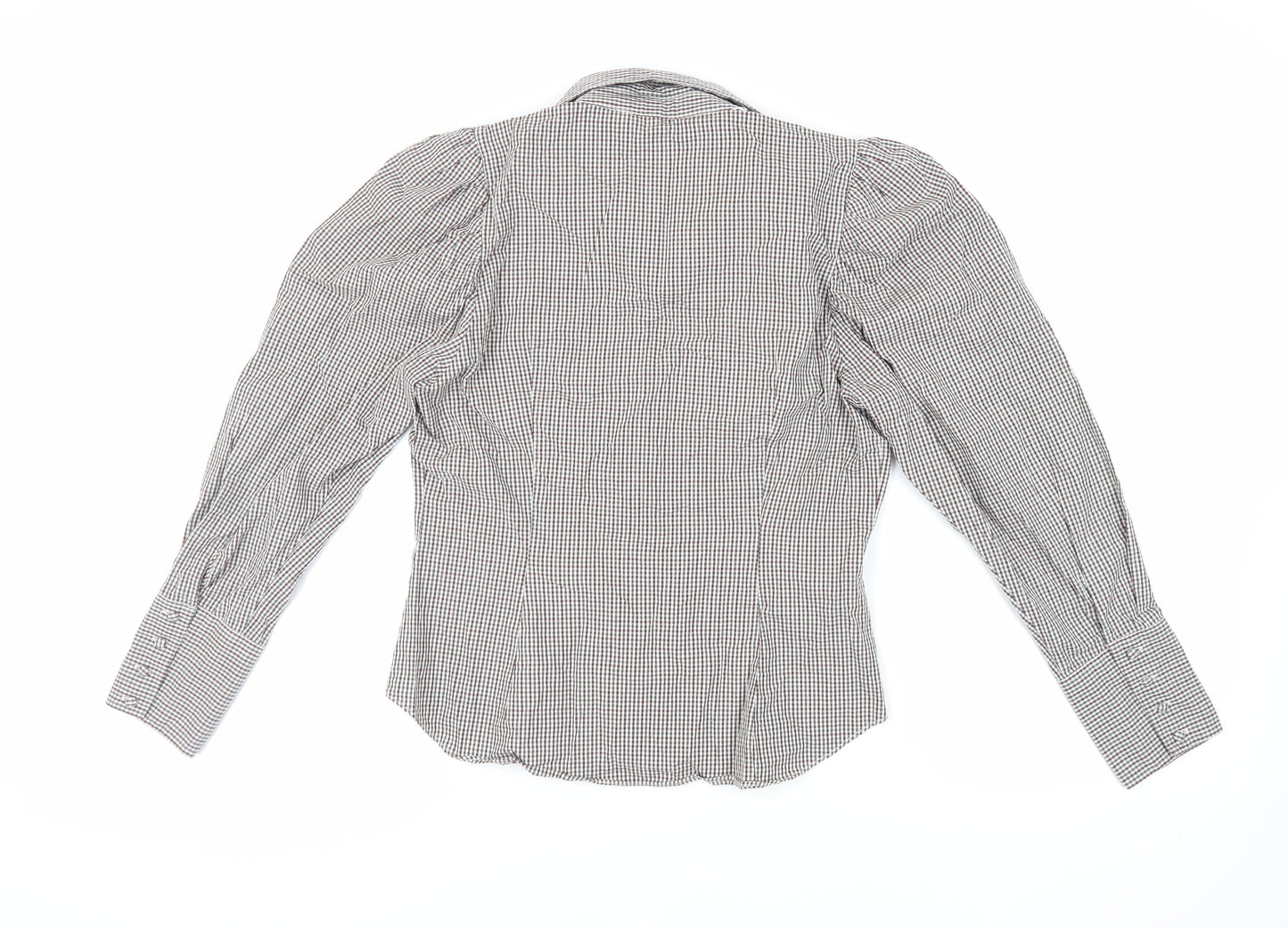 Zara Womens Red Check Cotton Basic Button-Up Size M Collared