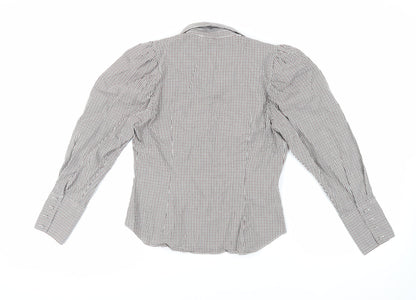 Zara Womens Red Check Cotton Basic Button-Up Size M Collared