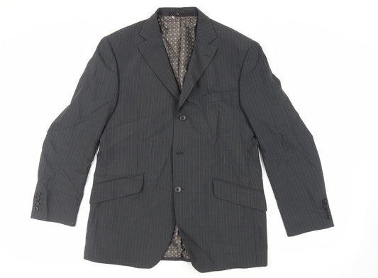 Marks and Spencer Mens Grey Striped Polyester Jacket Suit Jacket Size 40 Regular