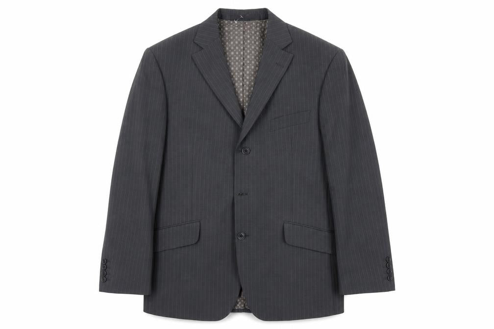 Marks & Spencer Mens Grey Striped Polyester Jacket Suit Jacket Size 40 Regular