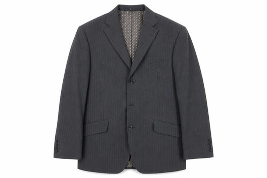 Marks & Spencer Mens Grey Striped Polyester Jacket Suit Jacket Size 40 Regular