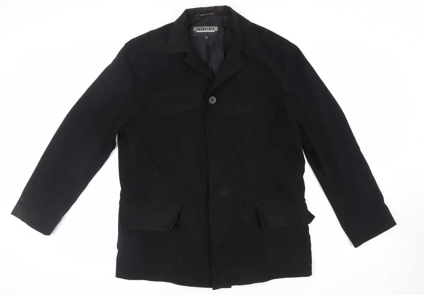 Identikit Mens Black Jacket Size XL Button