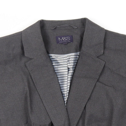 Marks & Spencer Womens Grey Jacket Blazer Size 14 Button
