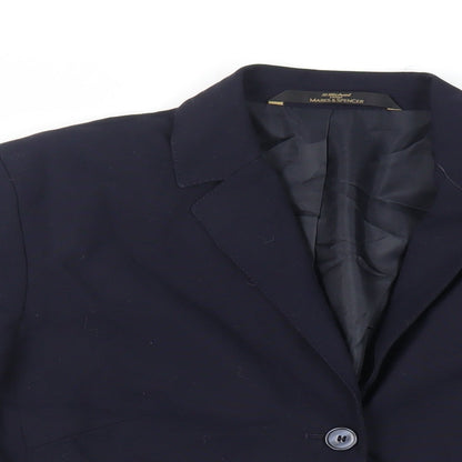 Marks & Spencer Womens Blue Jacket Blazer Size 12 Button