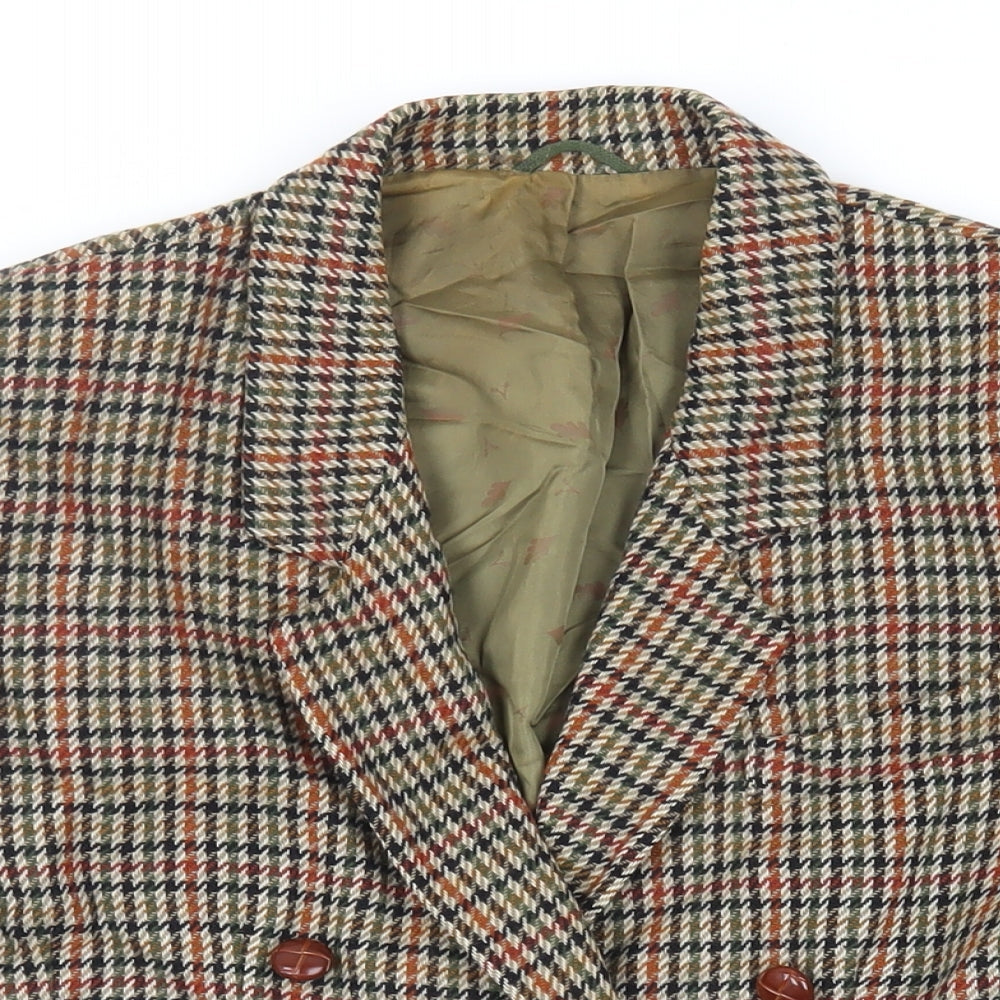 St Michael Womens Green Check Jacket Blazer Size 12 Button - Vintage