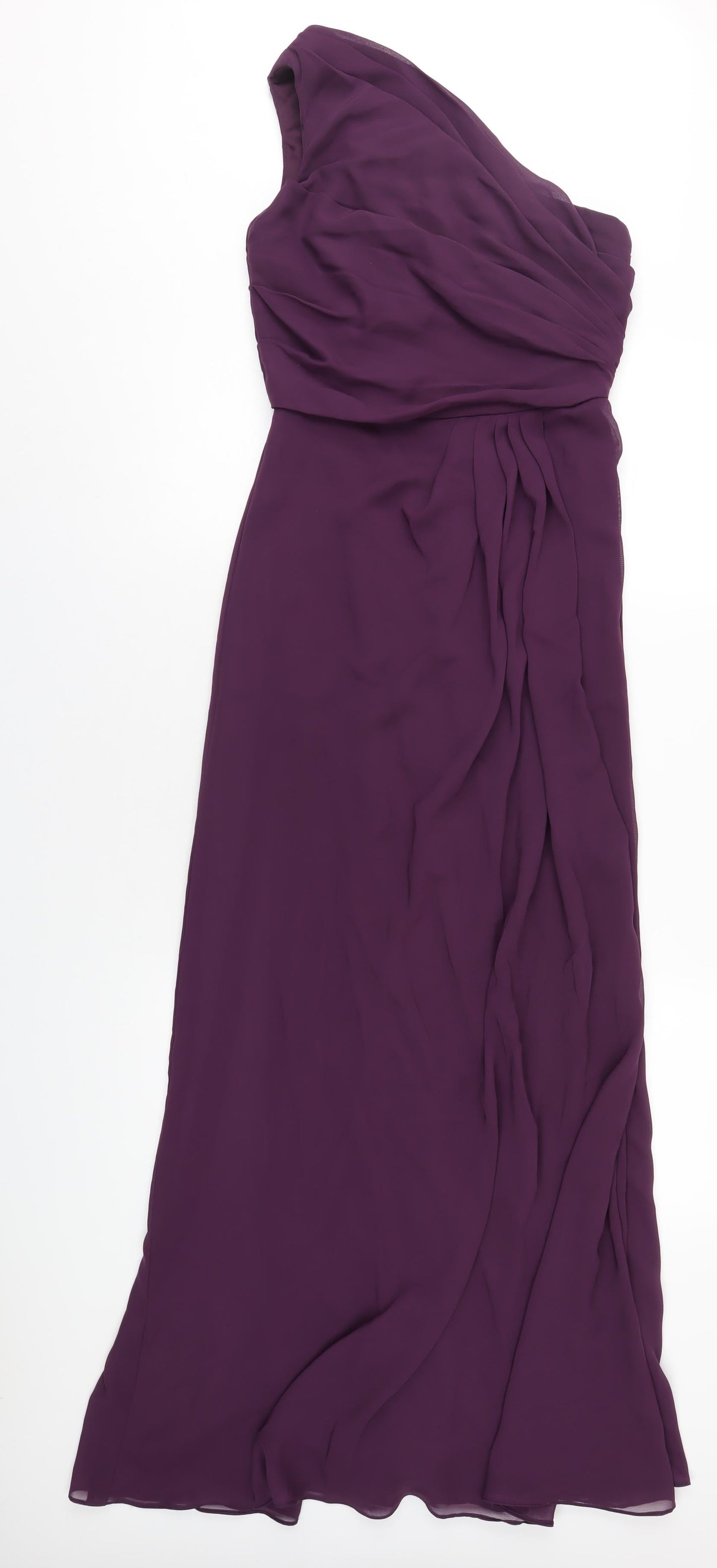 WED2B Womens Purple Polyester Maxi Size 8 One Shoulder Zip