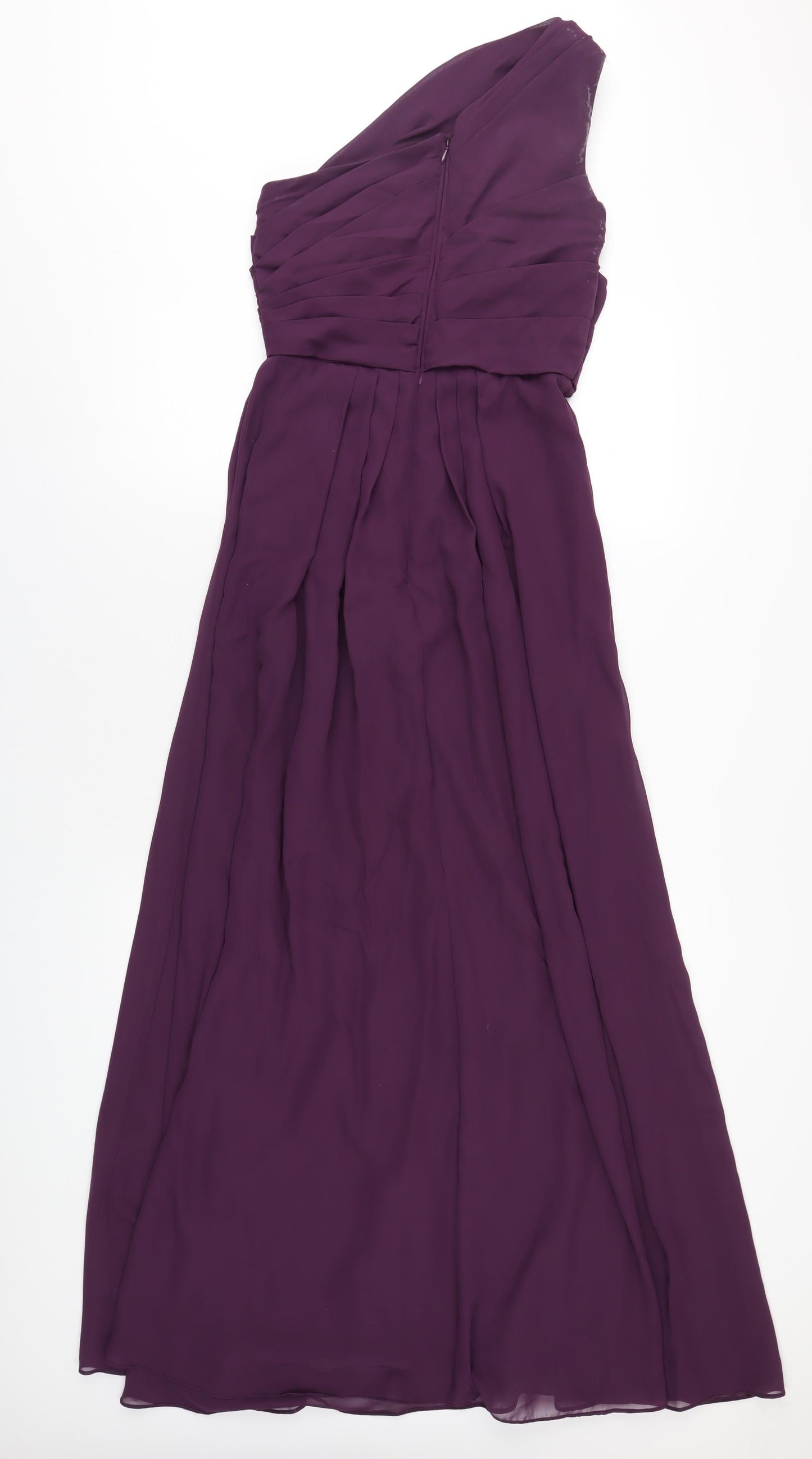 WED2B Womens Purple Polyester Maxi Size 8 One Shoulder Zip