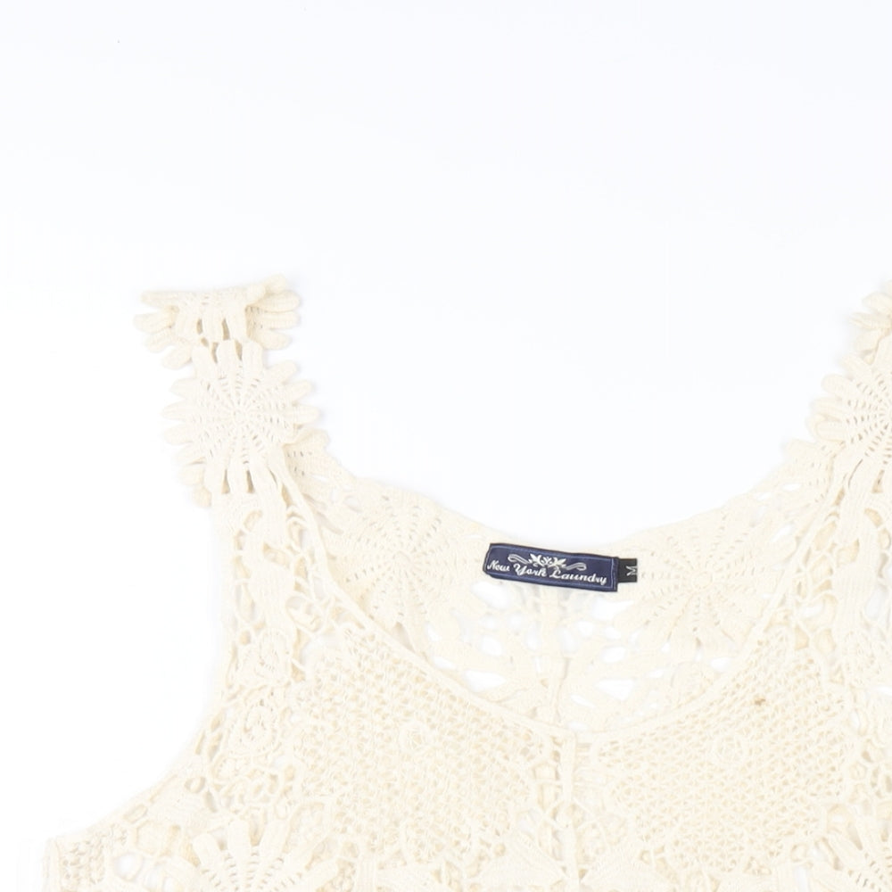 New York Laundry Womens Ivory Wool Basic Tank Size M Scoop Neck