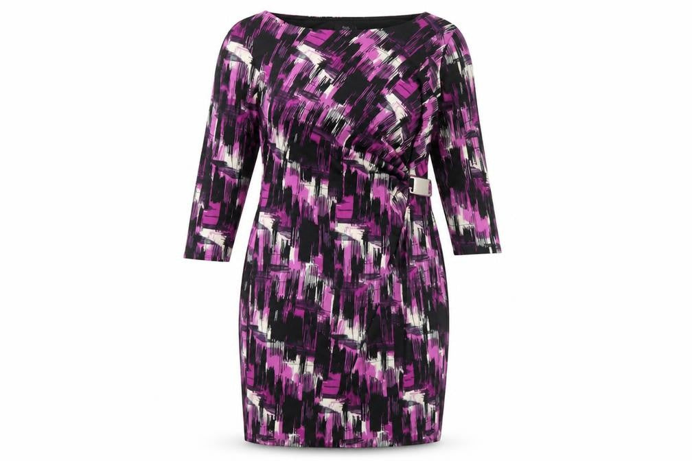 M&Co Womens Purple Geometric Polyester A-Line Size 12 Round Neck Pullover
