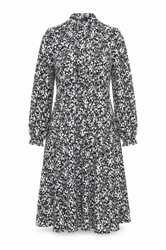 Marks & Spencer Womens Black Geometric Viscose A-Line Size 16 Mock Neck Zip