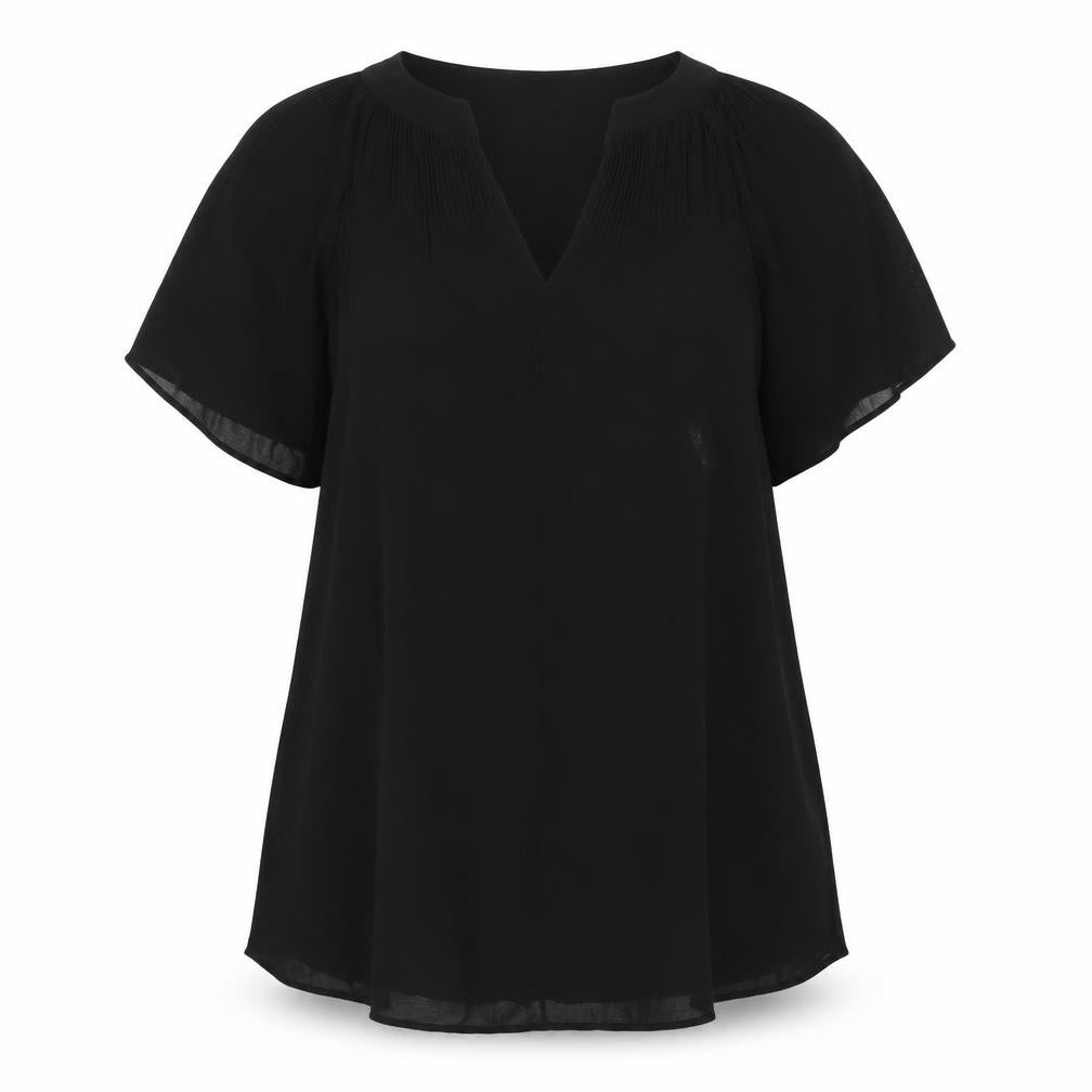 H&M Womens Black Polyester Basic T-Shirt Size S V-Neck