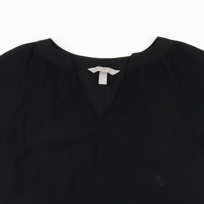 H&M Womens Black Polyester Basic T-Shirt Size S V-Neck