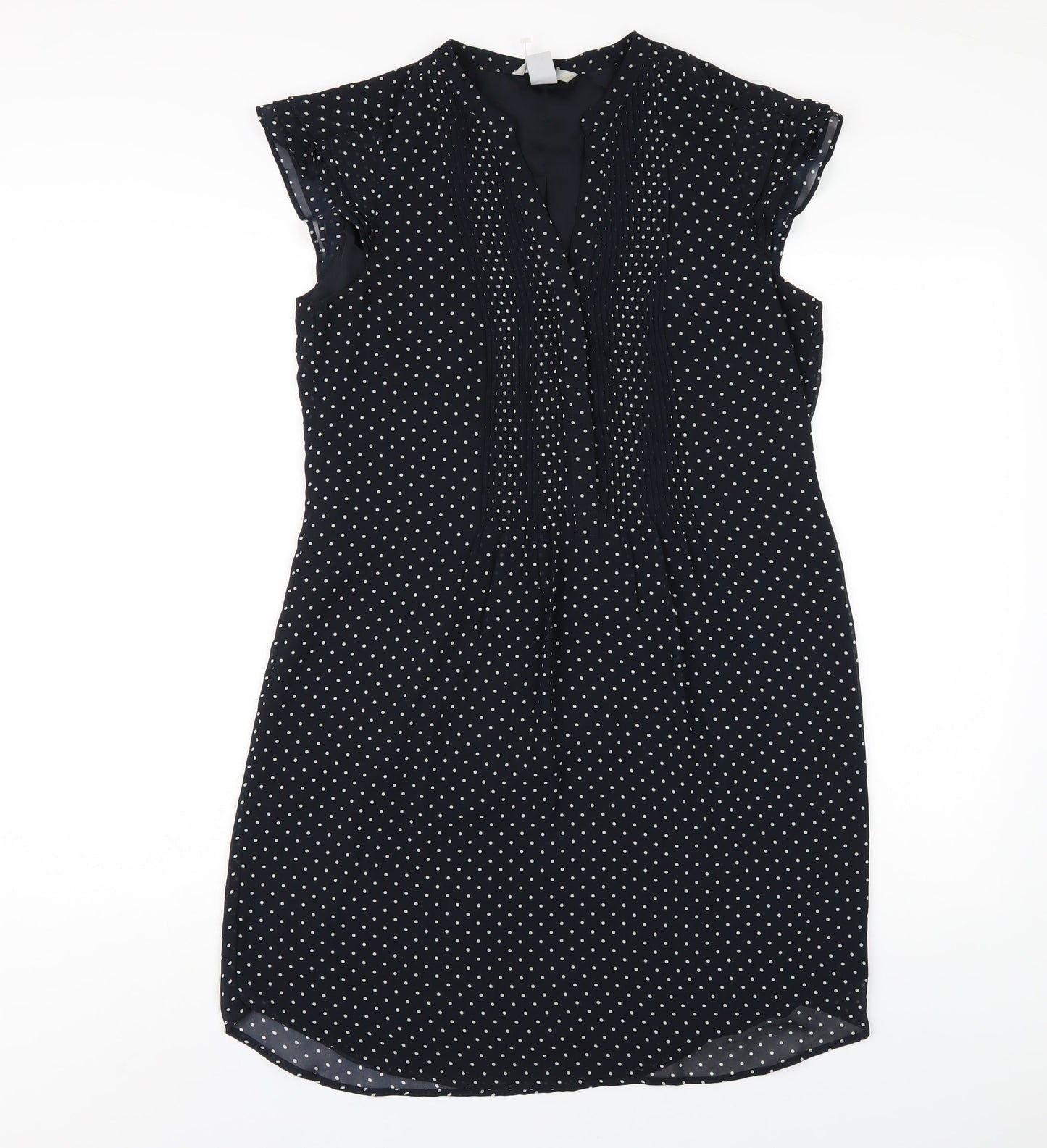 H&M Womens Blue Polka Dot Polyester A-Line Size 10 V-Neck Pullover