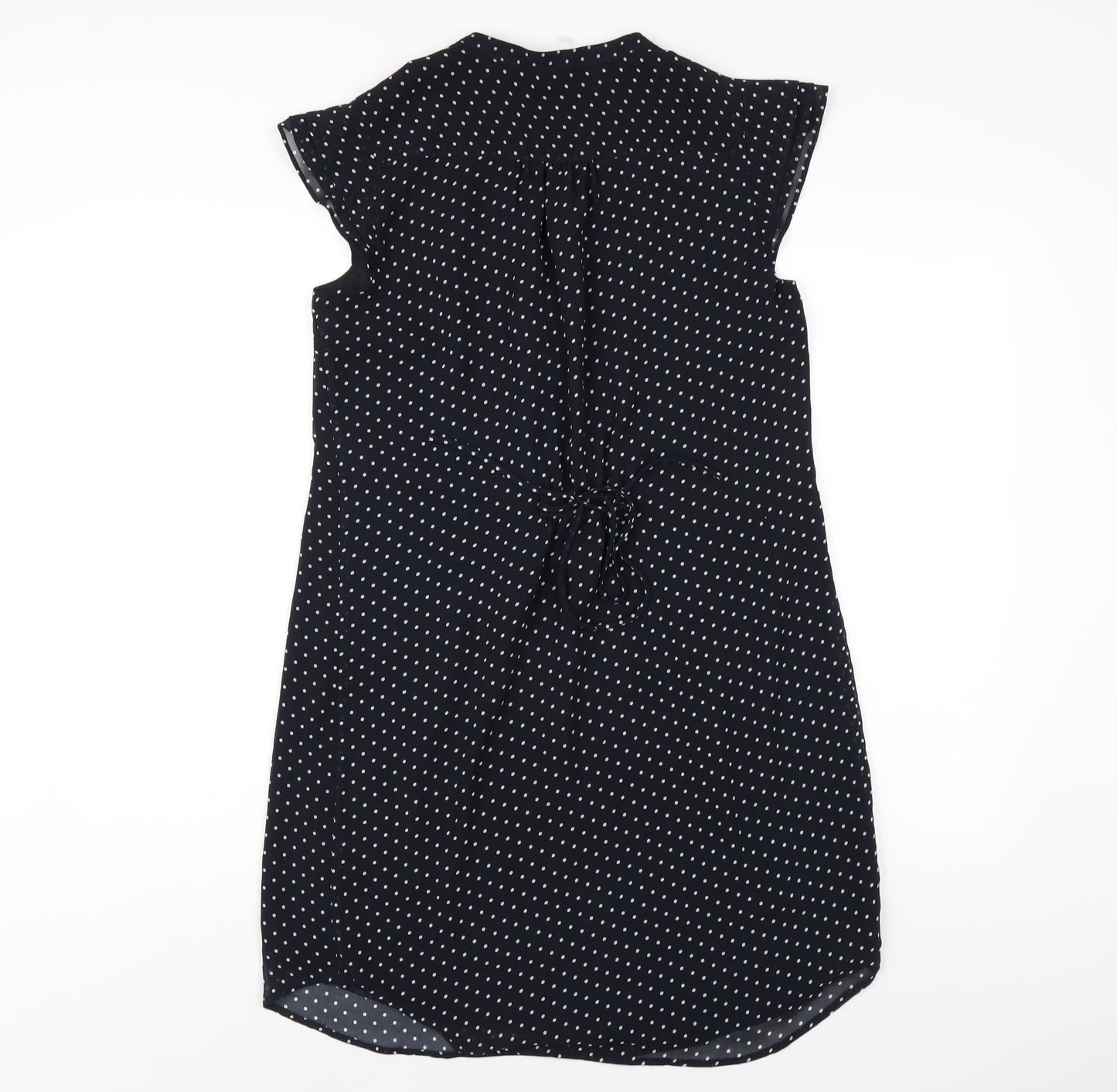 H&M Womens Blue Polka Dot Polyester A-Line Size 10 V-Neck Pullover