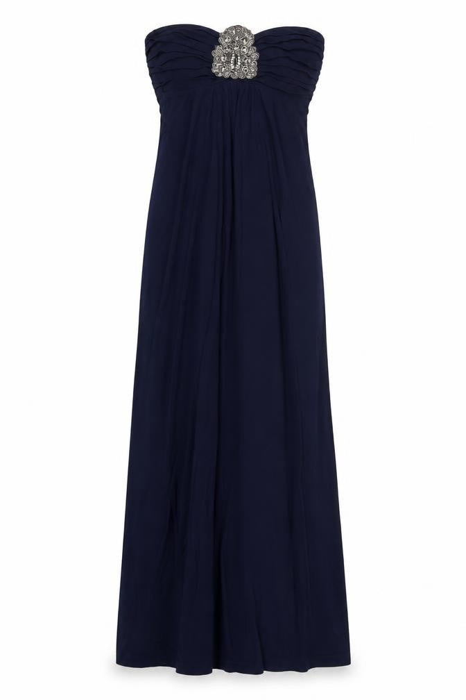 Monsoon Womens Blue Viscose Maxi Size 10 Square Neck Zip