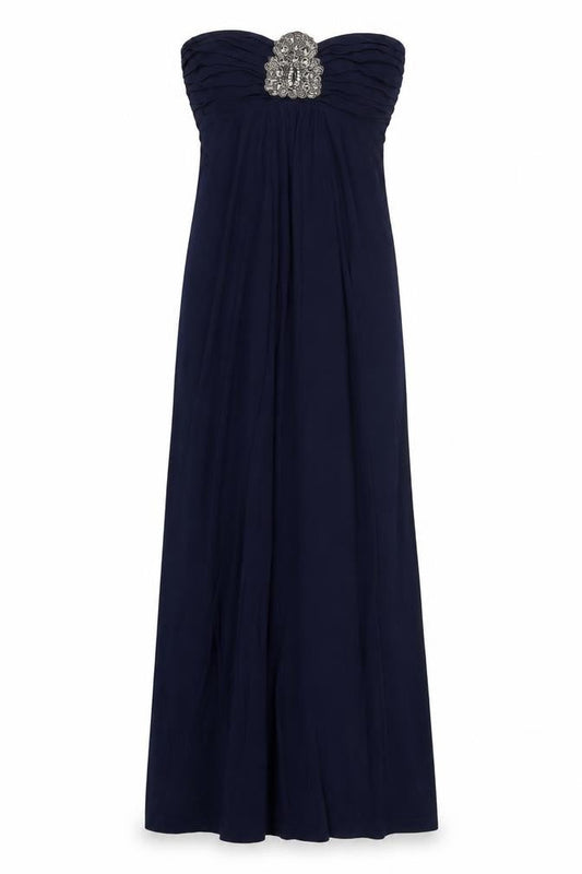 Monsoon Womens Blue Viscose Maxi Size 10 Square Neck Zip