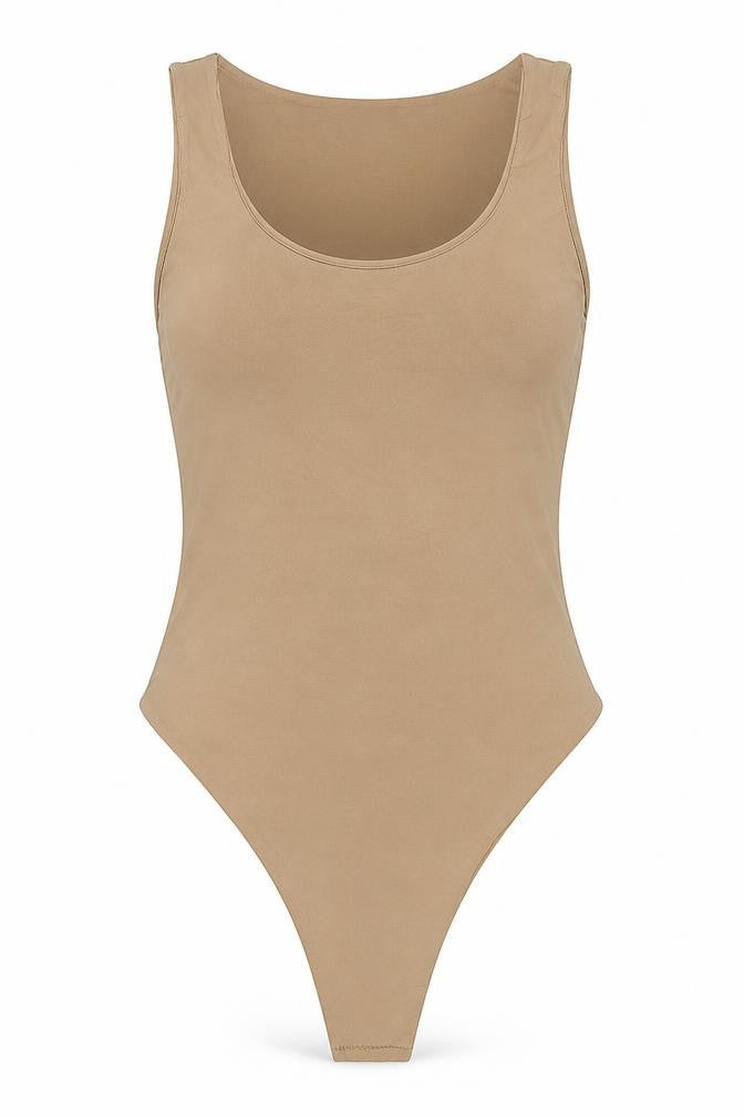 Boohoo Womens Beige Polyester Bodysuit One-Piece Size 10 Snap
