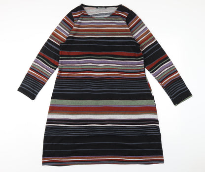 Bonmarché Womens Multicoloured Striped Polyester A-Line Size 14 Round Neck Pullover
